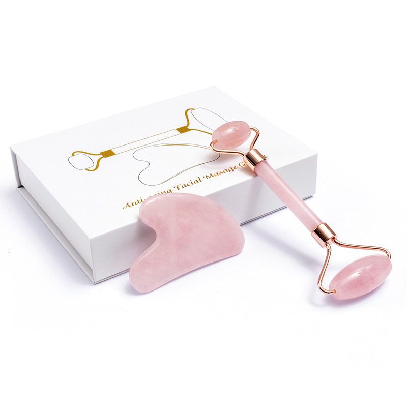 Jade Roller Gua Sha - Rouleau de Jade en Quartz Rose