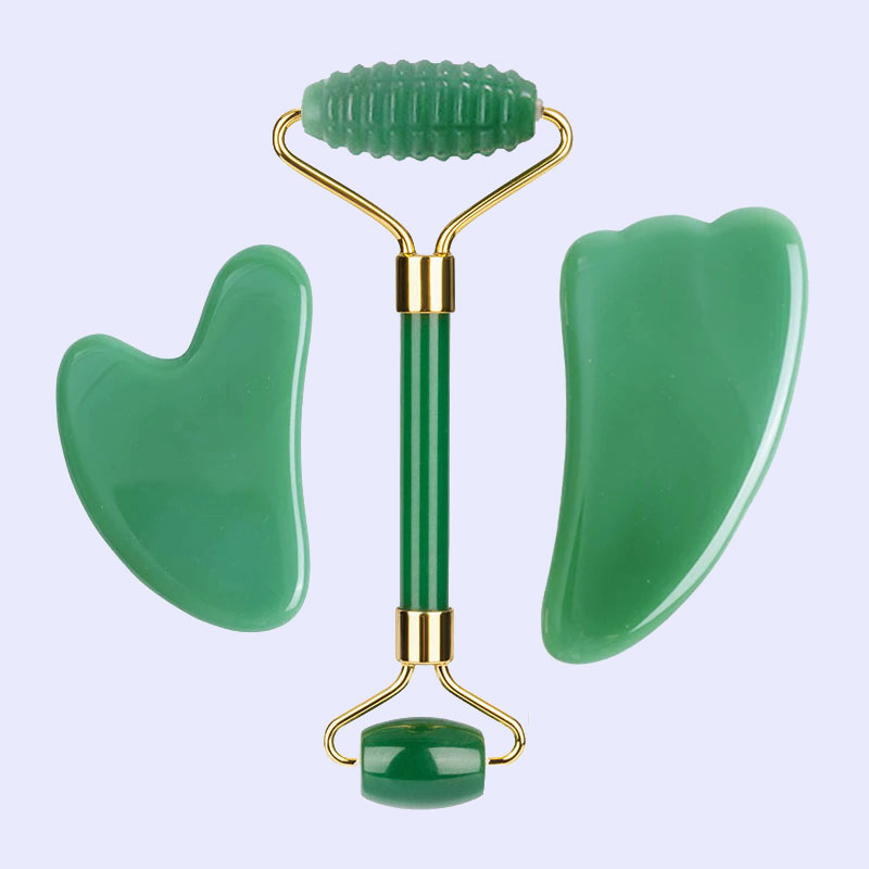 Jade Roller Gua Sha - Rouleau de massage en jade aventurine