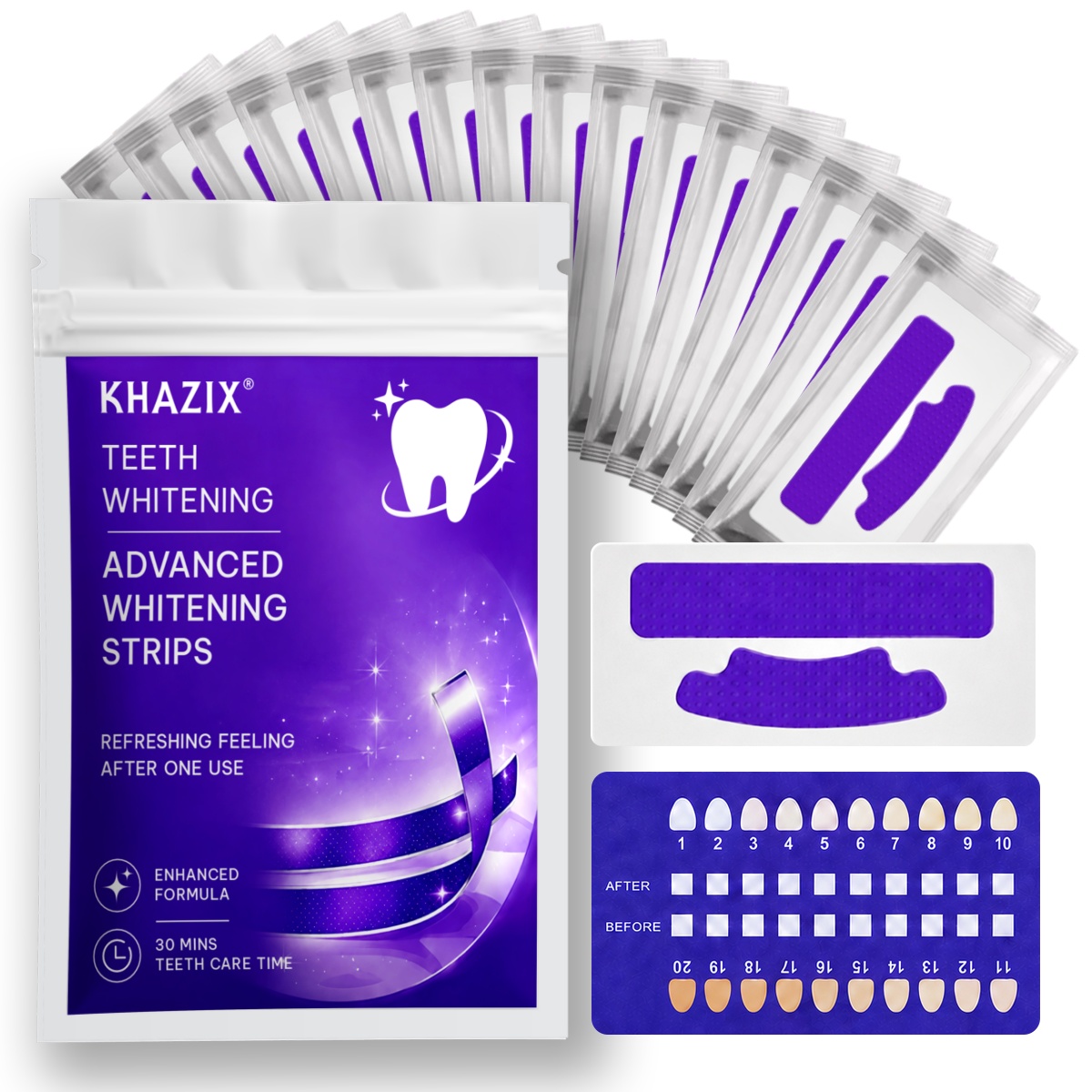 Teeth Whitening Strips - 1/7 paires de bandes blanchissantes pour