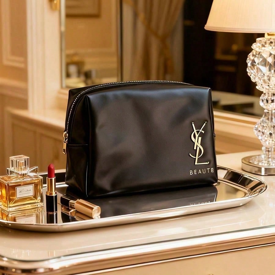 Ysl Beauty Makeup Bag - Sac cosmétique noir classique YSL pour