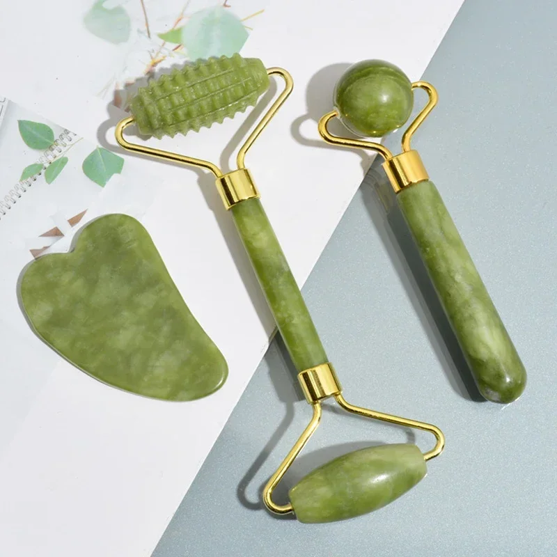 Jade Roller Gua Sha - Rouleau de jade naturel et Gua