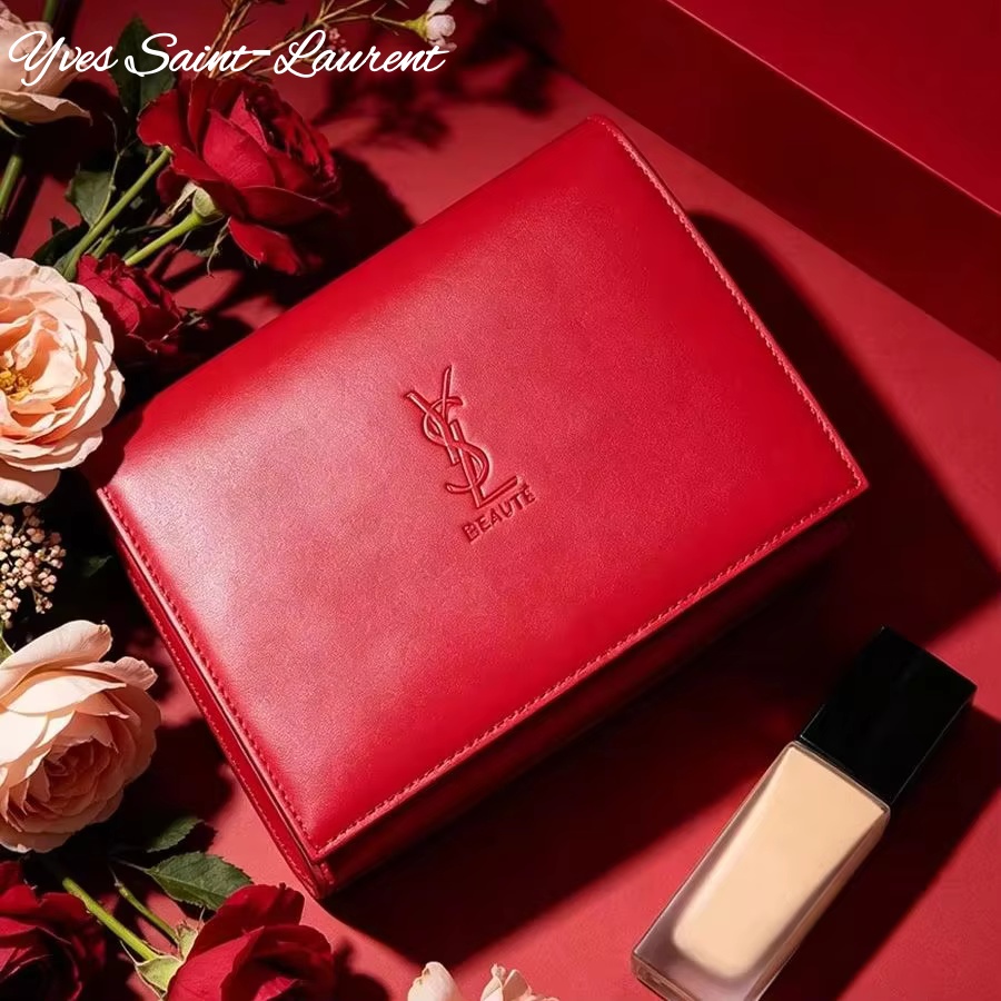 Sac à cosmétiques en cuir roug - Ysl Beauty Makeup Bag avis et prix