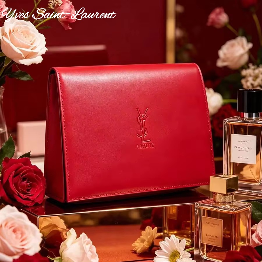 Sac à cosmétiques en cuir roug - Ysl Beauty Makeup Bag avis et prix