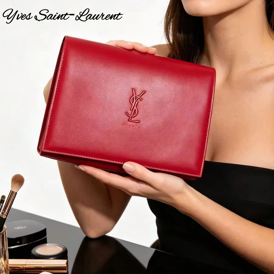 Sac à cosmétiques en cuir roug - Ysl Beauty Makeup Bag avis et prix